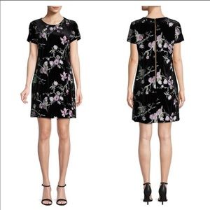 Calvin Klein Crushed Velvet Embroidered Dress